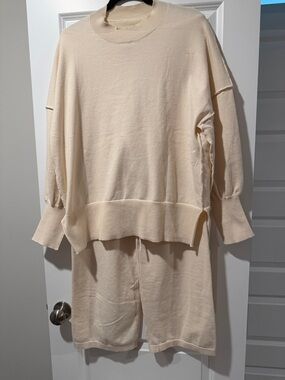 Cozy Cream Knit Sweatshirt & Pants Set